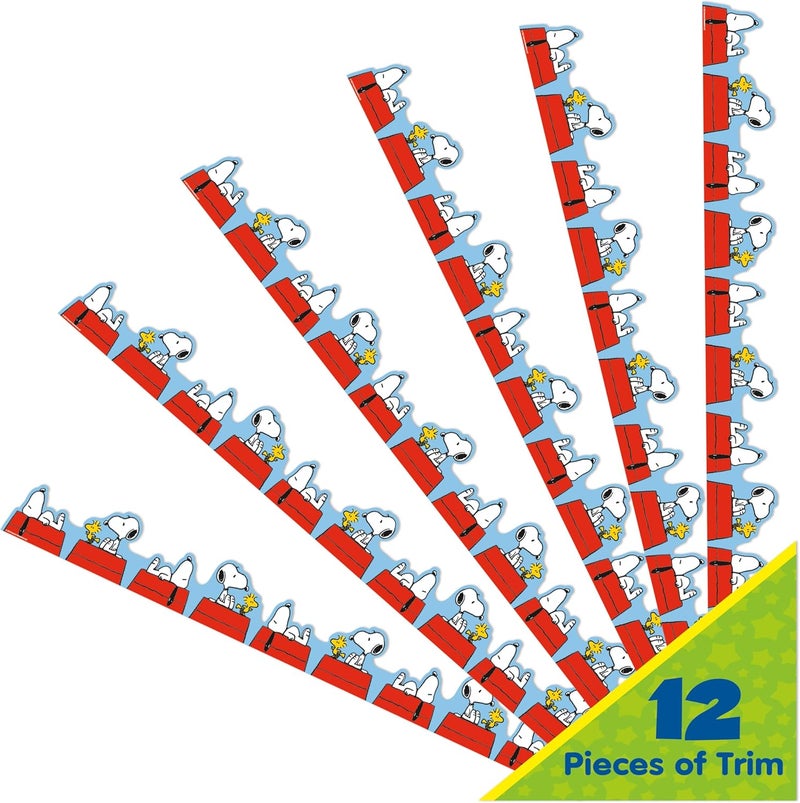 EUREKA Peanuts Snoopy Doghouse Extra Wide Decorative Classroom and Bulletin Board Trim for Teachers, 3.25" Wide, 12 Strips for 37 Total Feet - Image 2